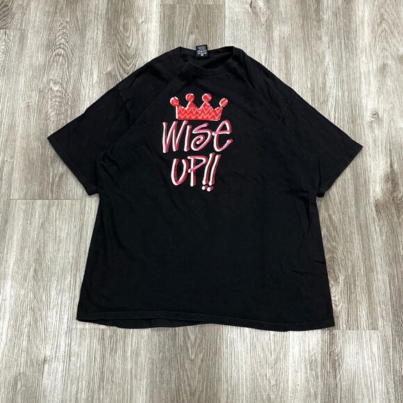 Vintage 90s 00s Stussy Wise Up Graphic T-Shirt Men's Size XL Black - Picture 1 of 5